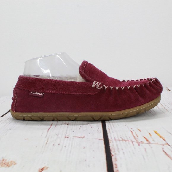 L.L. Bean Shoes - LL Bean Maroon Suede Shearling Lined Wicked Good Venetian Slippers 7 M